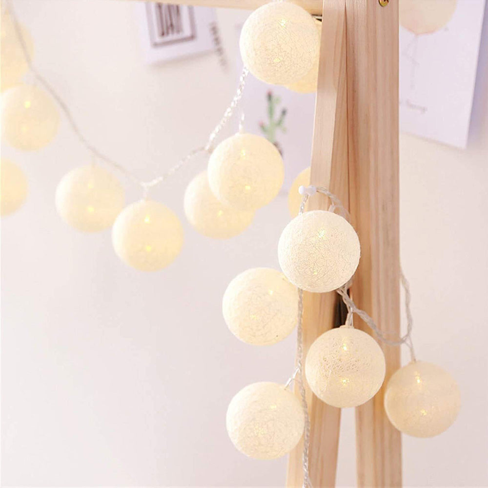 Ciskotu LED Lichterkette Baumwollkugeln Batteriebetrieben, 3,3m 20er Cotton Ball Lichterketten Kugeln Nachtlicht für Weihnachten, Hochzeit, Party, Zimmer, Wohnheim, Innen Deko