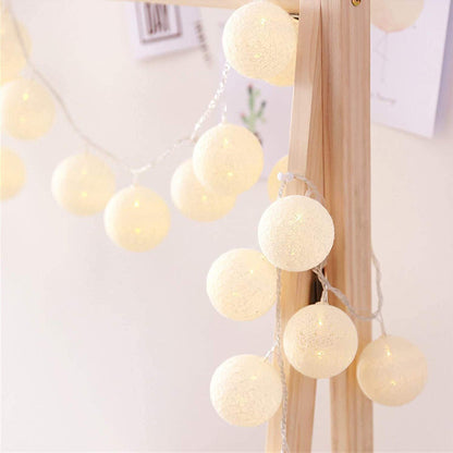 Ciskotu LED Lichterkette Baumwollkugeln Batteriebetrieben, 3,3m 20er Cotton Ball Lichterketten Kugeln Nachtlicht für Weihnachten, Hochzeit, Party, Zimmer, Wohnheim, Innen Deko