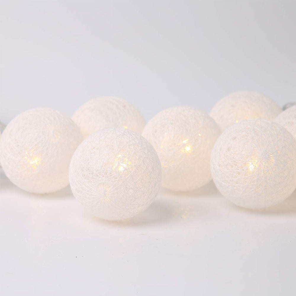Ciskotu LED Lichterkette Baumwollkugeln Batteriebetrieben, 3,3m 20er Cotton Ball Lichterketten Kugeln Nachtlicht für Weihnachten, Hochzeit, Party, Zimmer, Wohnheim, Innen Deko