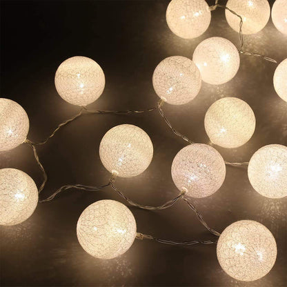 Ciskotu LED Lichterkette Baumwollkugeln Batteriebetrieben, 3,3m 20er Cotton Ball Lichterketten Kugeln Nachtlicht für Weihnachten, Hochzeit, Party, Zimmer, Wohnheim, Innen Deko
