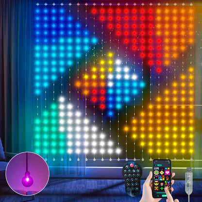 Ciskotu LED Lichtervorhang, 86+ Modi RGBIC Smart Vorhang Lichter DIY Dynamisch Muster mit 400 LED, IP65 Wasserdicht Mehrfarbig Lichterketten Vorhang für Weihnachten Deko (2 x 2M)