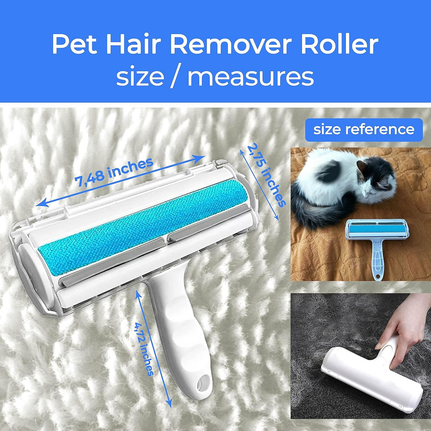Pet hair remover, lint roller, lint brush, reusable
