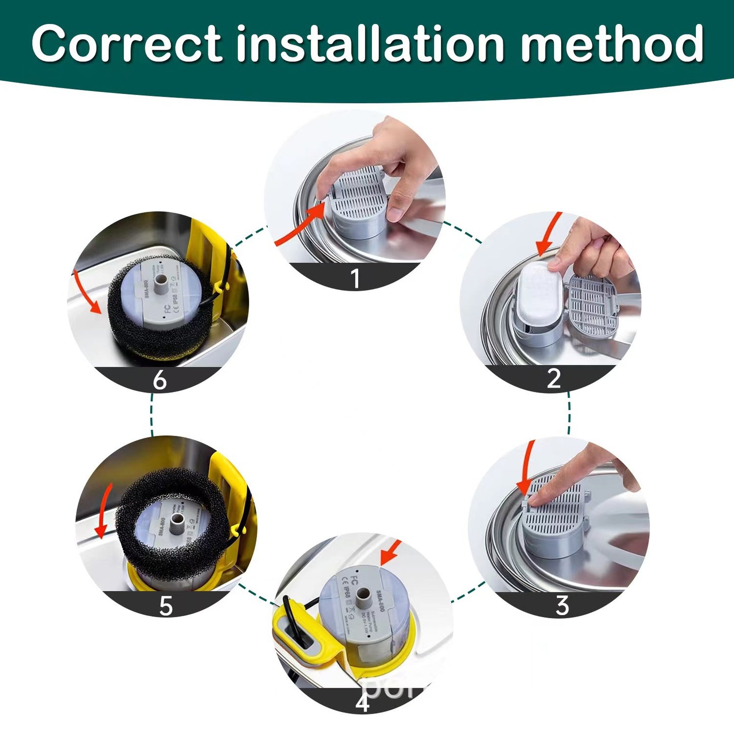 Replacement Filter for 3.2L Stainless Steel Cat Water Fountain Ultra Quiet Pet Fountain Pack of 8 (Carbon Filter + Foam Filter)