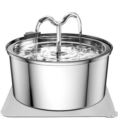 Cat water fountain, 3.2L stainless steel, pet water dispenser, automatic metal drinking fountain, water bowl, ultra-quiet pump