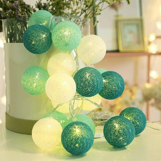 Ciskotu LED Lichterkette Baumwollkugeln mit Stecker, 3,8m 20er Cotton Ball Lichterketten Kugeln Nachtlicht für Weihnachten, Hochzeit, Party, Zimmer, Wohnheim, Innen Deko