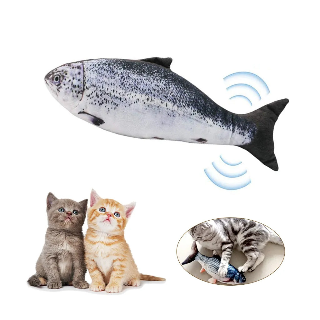Cat Toy Fish, Catnip Electric Doll Fish, Simulation Electric Toy Fish with USB Charge, Interactive Toy for Pets (Silver Arowana)