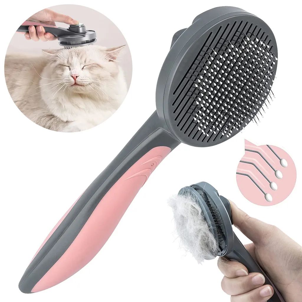 Pet dog brush, cat brush, pet brushes, hair remover pet brush for long hair and short hair, clean pet hair from the brush