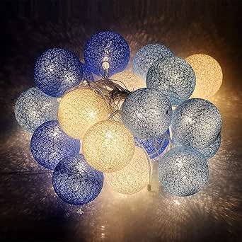 Ciskotu LED Lichterkette Baumwollkugeln mit Stecker, 3,8m 20er Cotton Ball Lichterketten Kugeln Nachtlicht für Weihnachten, Hochzeit, Party, Zimmer, Wohnheim, Innen Deko