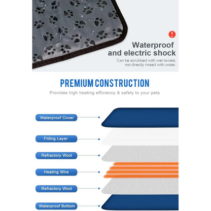 Pet Heated Blanket for Cats and Dogs, Pet Heated Blanket with Adjustable Temperature Controls, Waterproof Heating Mat with Anti-Break Bite Tube and Replaceable Felt Cover