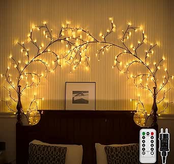 Ciskotu 2 Stück Beleuchtete Willow Vine, Weidenrebe Baum Lichter mit Stecker, 144 LEDs, Twinkling Tree Wand Dekoration Schlafzimmer, Künstliche Lichterzweige für Innen Wanddeko