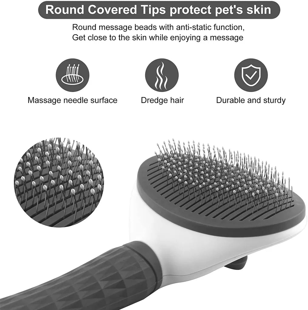 Cat Dog Brush 3-in-1 Set Combs in Short and Long Hair Fur Comb Detangler Undercoat Brush Undercoat Dog Brush Gray