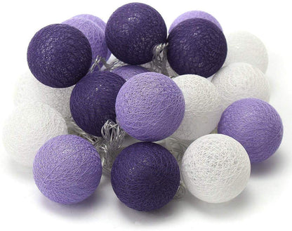 LED Lichterkette Baumwollkugeln mit Stecker, 3,8m 20er Cotton Ball Lichterketten Kugeln Nachtlicht für Weihnachten, Hochzeit, Party, Zimmer, Wohnheim, Innen Deko