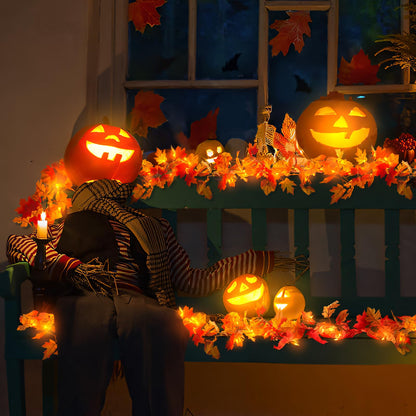 Ciskotu Herbst Ahornblätter Lichterkette, 2.2+0.8M 31Licht Herbstgirlande Lichterkette Halloween Deko mit Stecker, Herbst Girlande dekoration Innen und Außen, für Erntedankfest, Halloween, Party