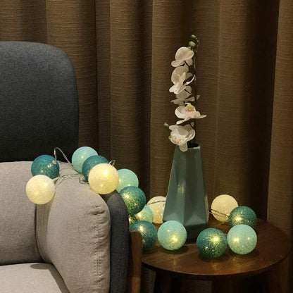 Ciskotu LED Lichterkette Baumwollkugeln mit Stecker, 3,8m 20er Cotton Ball Lichterketten Kugeln Nachtlicht für Weihnachten, Hochzeit, Party, Zimmer, Wohnheim, Innen Deko