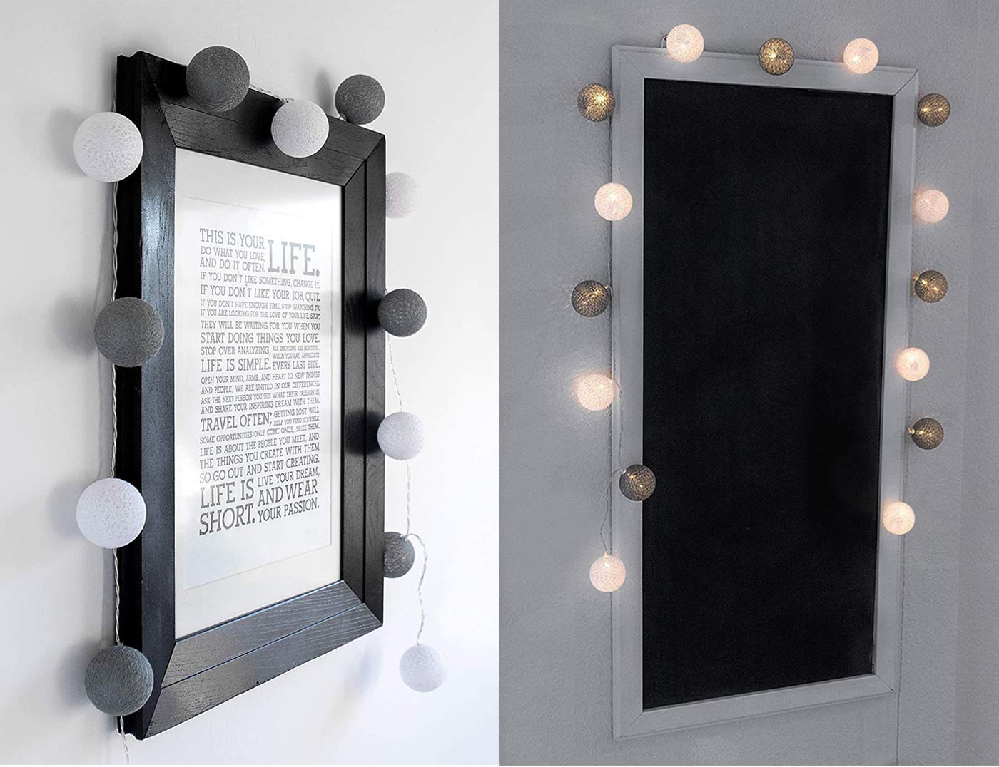 Ciskotu LED Lichterkette Baumwollkugeln mit Stecker, 3,8m 20er Cotton Ball Lichterketten Kugeln Nachtlicht für Weihnachten, Hochzeit, Party, Zimmer, Wohnheim, Innen Deko