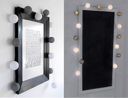 Ciskotu LED Lichterkette Baumwollkugeln mit Stecker, 3,8m 20er Cotton Ball Lichterketten Kugeln Nachtlicht für Weihnachten, Hochzeit, Party, Zimmer, Wohnheim, Innen Deko