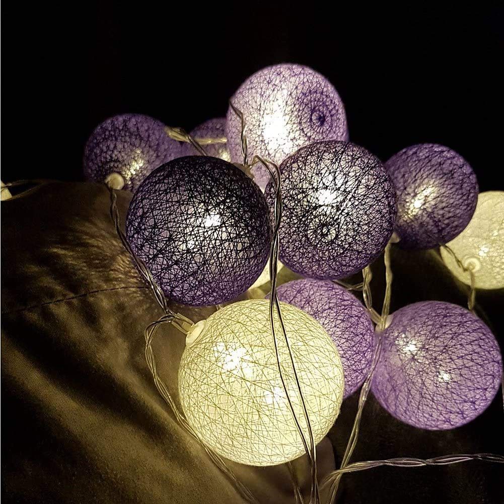 LED Lichterkette Baumwollkugeln mit Stecker, 3,8m 20er Cotton Ball Lichterketten Kugeln Nachtlicht für Weihnachten, Hochzeit, Party, Zimmer, Wohnheim, Innen Deko