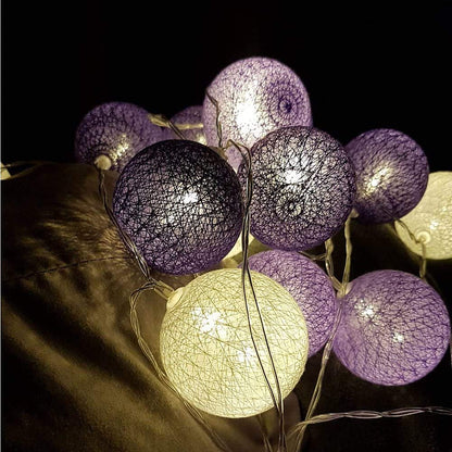 LED Lichterkette Baumwollkugeln mit Stecker, 3,8m 20er Cotton Ball Lichterketten Kugeln Nachtlicht für Weihnachten, Hochzeit, Party, Zimmer, Wohnheim, Innen Deko