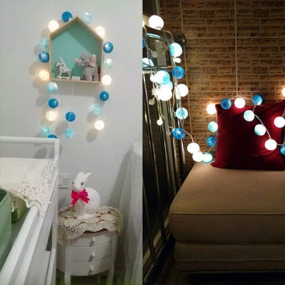 Ciskotu LED Lichterkette Baumwollkugeln mit Stecker, 3,8m 20er Cotton Ball Lichterketten Kugeln Nachtlicht für Weihnachten, Hochzeit, Party, Zimmer, Wohnheim, Innen Deko