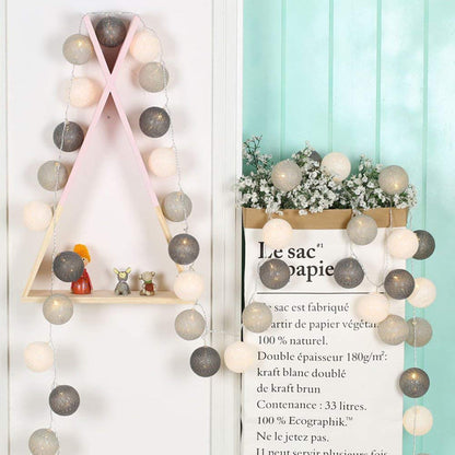 Ciskotu LED Lichterkette Baumwollkugeln mit Stecker, 3,8m 20er Cotton Ball Lichterketten Kugeln Nachtlicht für Weihnachten, Hochzeit, Party, Zimmer, Wohnheim, Innen Deko