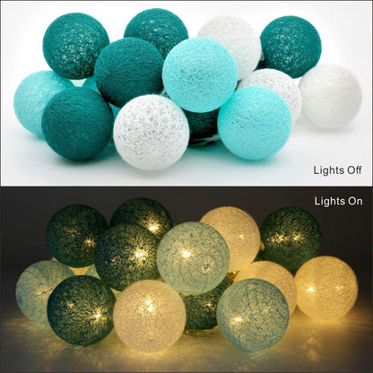 Ciskotu LED Lichterkette Baumwollkugeln mit Stecker, 3,8m 20er Cotton Ball Lichterketten Kugeln Nachtlicht für Weihnachten, Hochzeit, Party, Zimmer, Wohnheim, Innen Deko