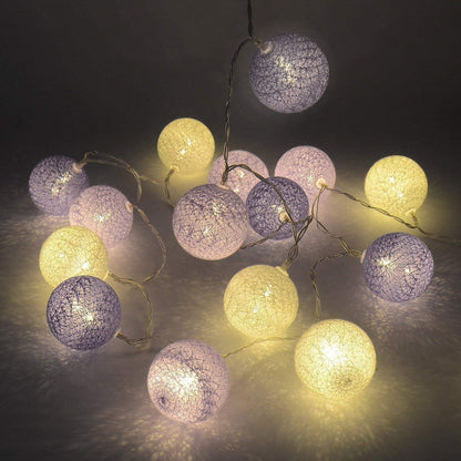 LED Lichterkette Baumwollkugeln mit Stecker, 3,8m 20er Cotton Ball Lichterketten Kugeln Nachtlicht für Weihnachten, Hochzeit, Party, Zimmer, Wohnheim, Innen Deko