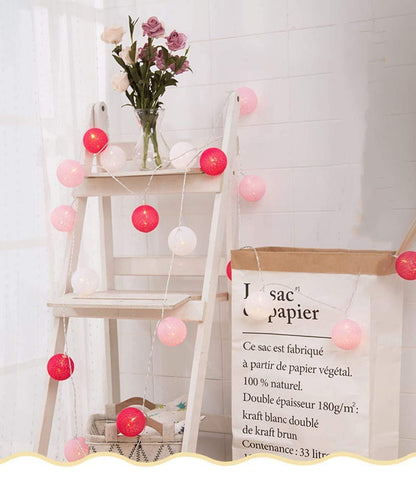 LED Lichterkette Baumwollkugeln mit Stecker, 3,8m 20er Cotton Ball Lichterketten Kugeln Nachtlicht für Weihnachten, Hochzeit, Party, Zimmer, Wohnheim, Innen Deko